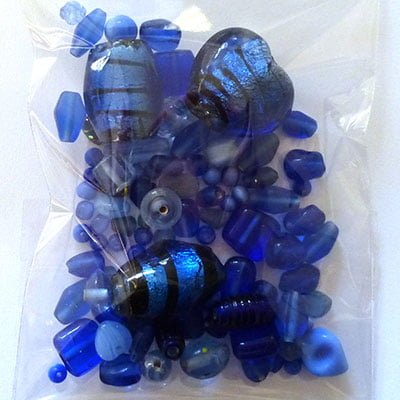 Crackle mix beads ass. Blauw 60gr.