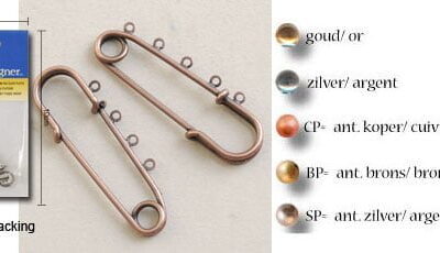Safety pin metal 5x ring 5cm gold