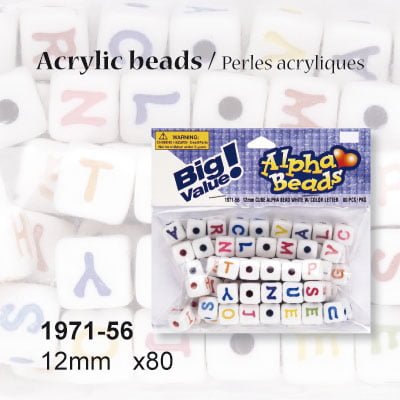 Alpha beads 12mm x80 white/color