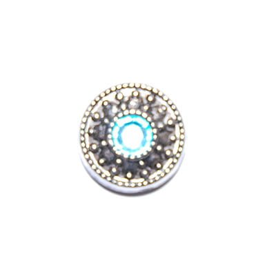 metal slider bead aqua round 10mm