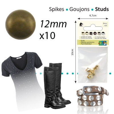 Studs round 12mm x10 bronze