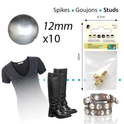 Studs round 12mm x10 silver