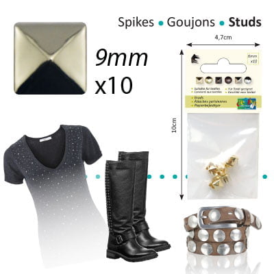 Studs square 9mm x10 silver