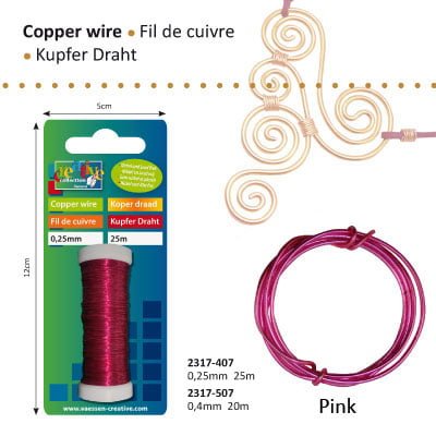 Koperdraad 0.4mm 20m pink