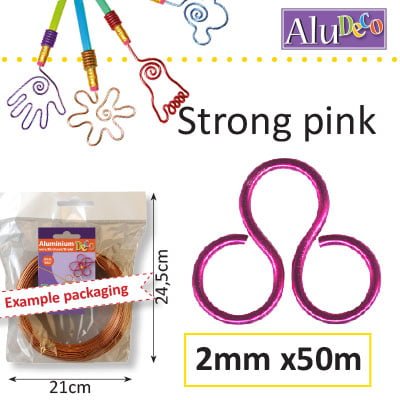 Aluminiumdraad 2mm 50m strong pink
