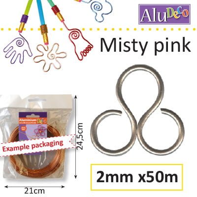 Aluminium draad misty pink 2mm x 50m