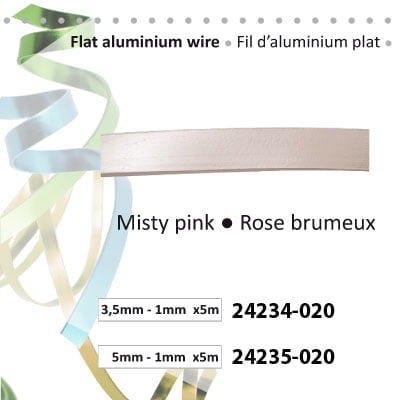 aluminiumdraad plat 5x1mm 5m misty pink
