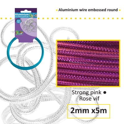 Aluminiumdraad embossed round 2mm 5m strong pink
