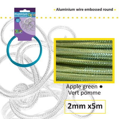 Aluminium draad embossed round 2mm 5m apple green