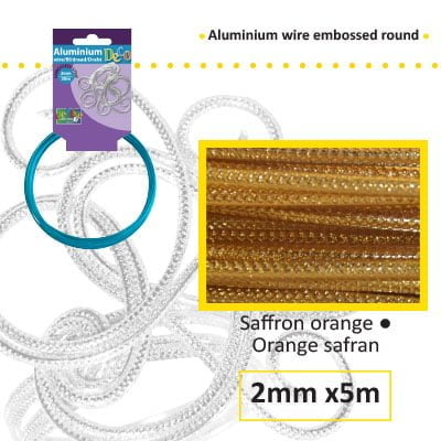 Aluminiumdraad embossed round 2mm 5m saffron orange