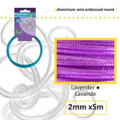 Aluminiumdraad embossed round 2mm 5m lavendel