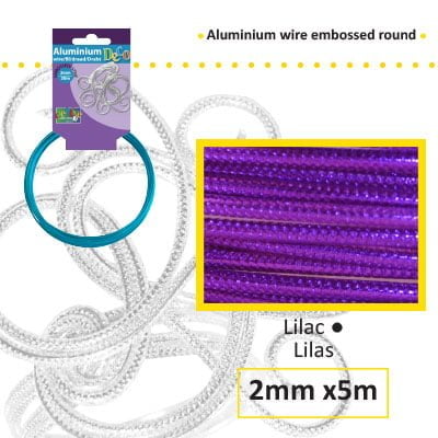 Aluminiumdraad embossed round 2mm 5m lilac