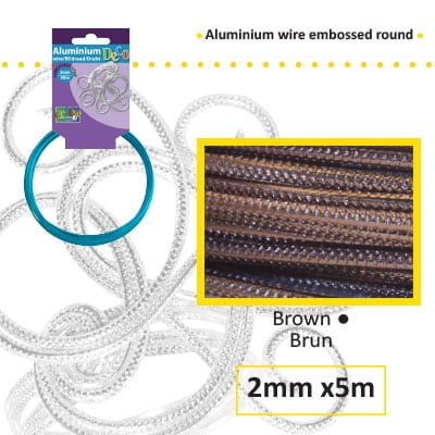 Aluminiumdraad embossed round 2mm 5m brown