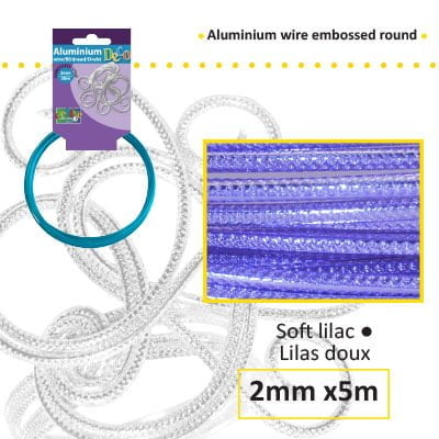 Aluminiumdraad embossed round 2mm 5m soft lilac