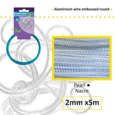 Aluminiumdraad embossed round 2mm 5m pearl