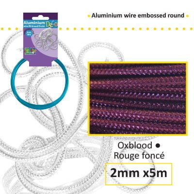 Aluminiumdraad embossed round 2mm 5m oxblood