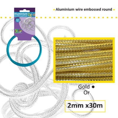 Aluminiumdraad embossed rond 2mm 500g (60m) goud
