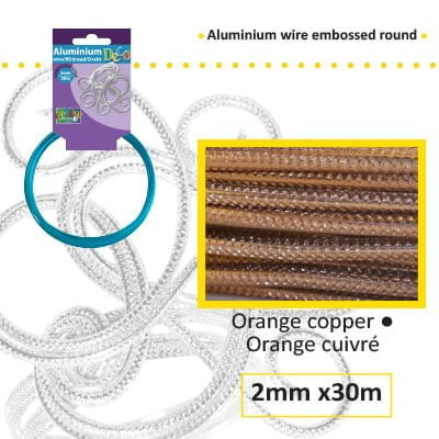 Aluminiumdraad embossed rond 2mm 500g (60m) koper