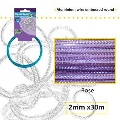 Aluminiumdraad embossed rond 2mm 500g (60m) roze