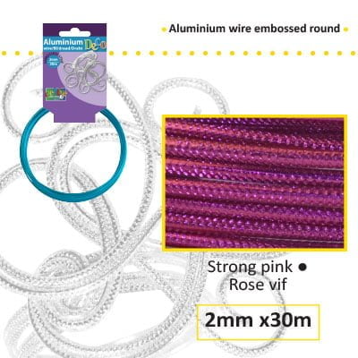 Aluminiumdraad embossed rond 2mm 500g (60m) strong pink