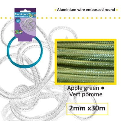 Aluminiumdraad embossed rond 2mm 500g (60m) appelgroen