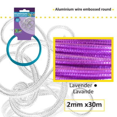 Aluminiumdraad embossed rond 2mm 500g (60m) lavendel