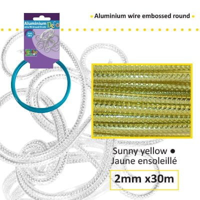 Aluminiumdraad embossed rond 2mm 500g (60m) sunny yellow