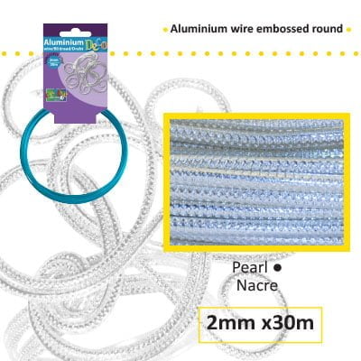 Aluminiumdraad embossed rond 2mm 500g (60m) pearl