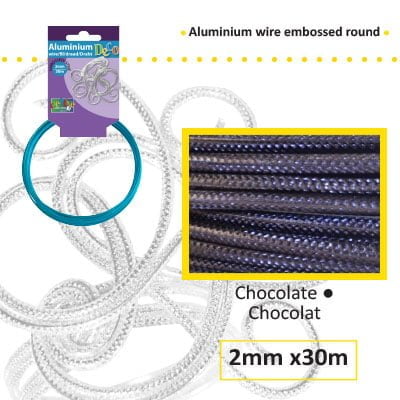 Aluminiumdraad embossed rond 2mm 500g (60m)  chocolade