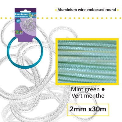Aluminiumdraad embossed rond 2mm 500g (60m)  mintgroen