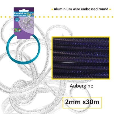 Aluminiumdraad embossed rond 2mm 500g (60m)  aubergine