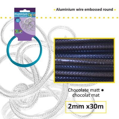 Aluminiumdraad embossed rond 2mm 500g (60m) chocolade mat