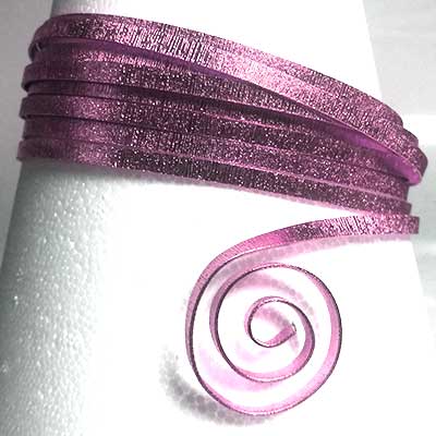 Aluminiumdraad embossed flat 5x1mm 5m rose