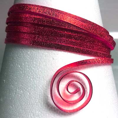 Aluminiumdraad embossed flat 5x1mm 5m red