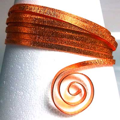 aluminiumdraad plat embossed 3x1mm 5m saffron orange
