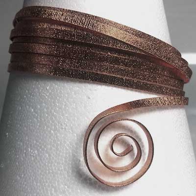 Aluminiumdraad embossed flat 5x1mm 5m chocolate