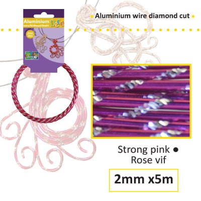 Aluminium draad diamond 2mm 5m strong pink