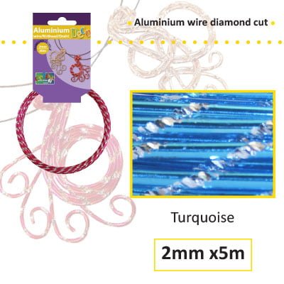 Aluminium draad diamond 2mm 5m turquoise