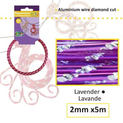 Aluminium draad diamond 2mm 5m lavendel