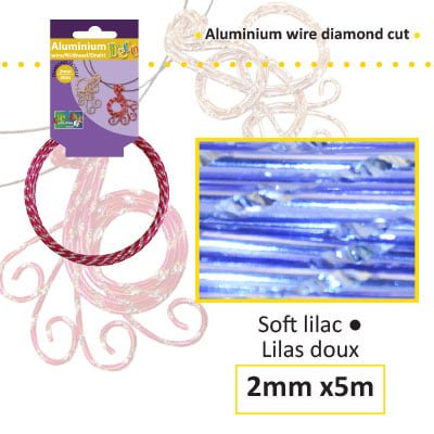 Aluminium draad diamond 2mm 5m soft lilac