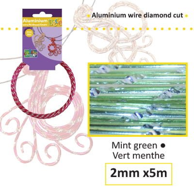 Aluminium draad diamond 2mm 5m mintgreen
