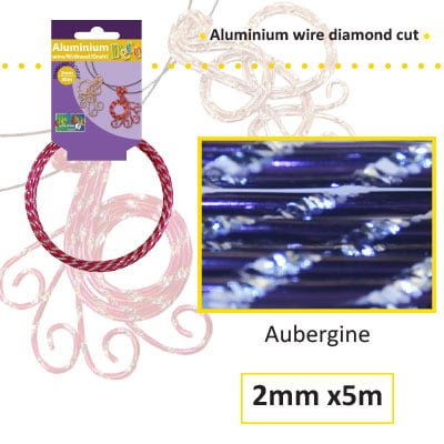 Aluminium draad diamond 2mm 5m aubergine