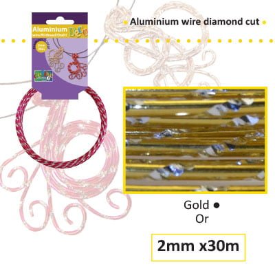 Aluminiumdraad diamond 2mm 500g (60m) goud