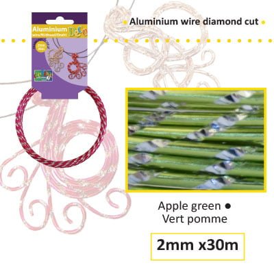 Aluminiumdraad diamond 2mm 500g (60m) appelgroen