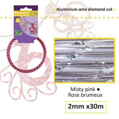 Aluminiumdraad diamond 2mm 500g (60m) misty pink