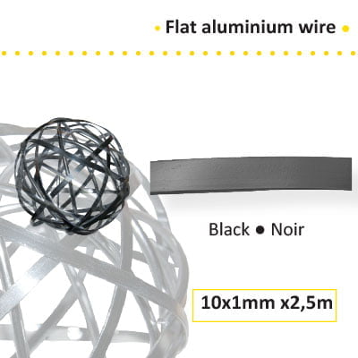 aluminiumdraad plat 10x1mm 2.5m black