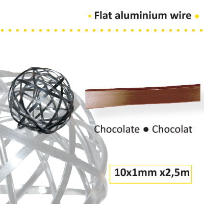 Aluminiumdraad plat 10x1mm 2.5m chocolate