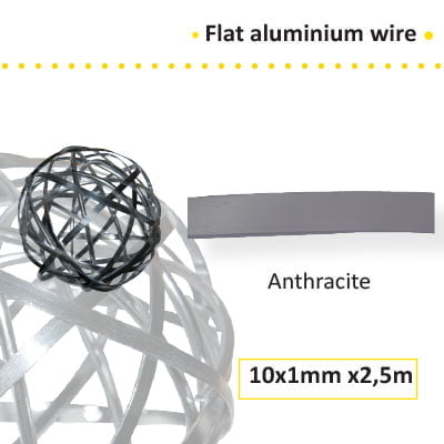 aluminiumdraad plat 10x1mm 2.5m anthracite