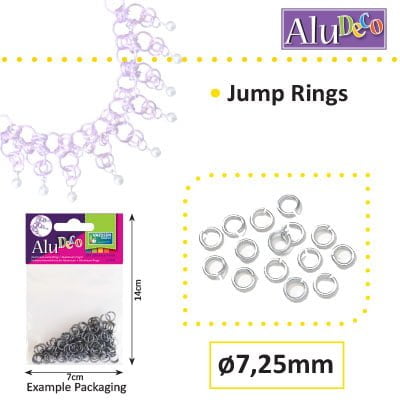 Alu Deco jump rings 7.25mm x150 silver