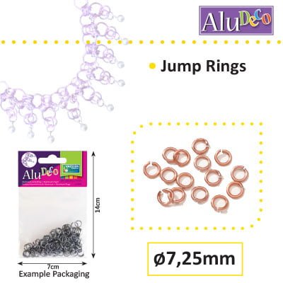 Alu Deco jump rings 7.25mm x150 orange copper